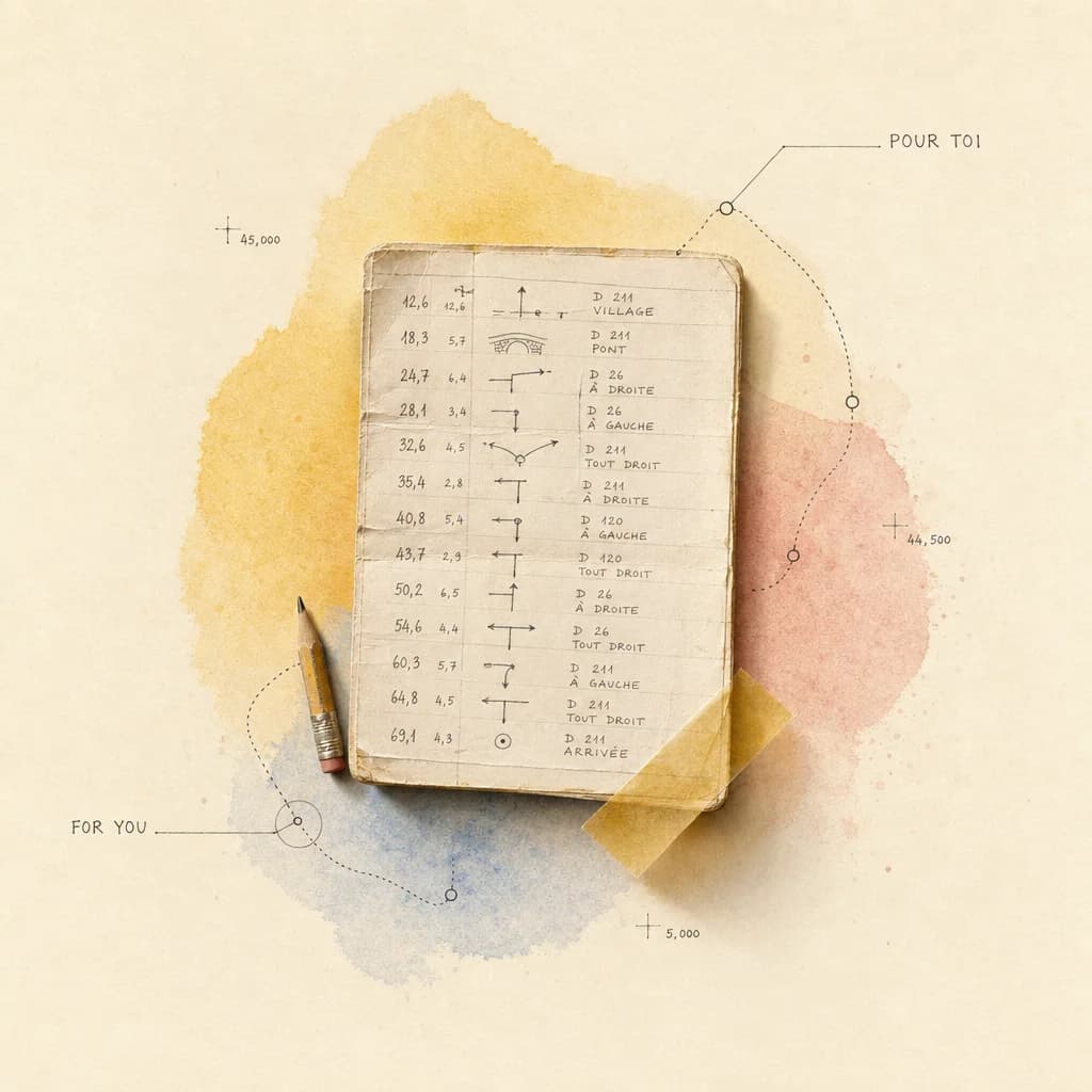 Illustration du carnet de route avec notes